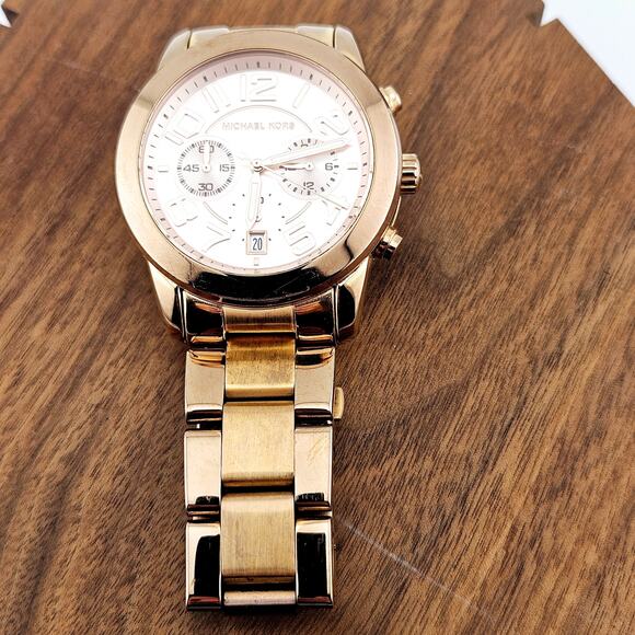 Michael Kors Women's Mercer Rose Gold Link Band Watch Chronograph Multifunction - Picture 4 of 7